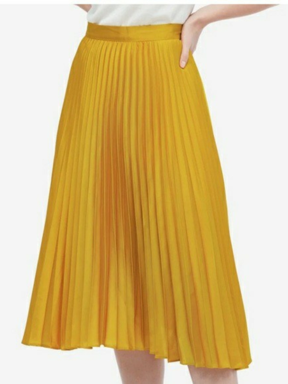 Grace Karin Pleated Midi Skirt in Mustard XL (Min. Defect To Fix)